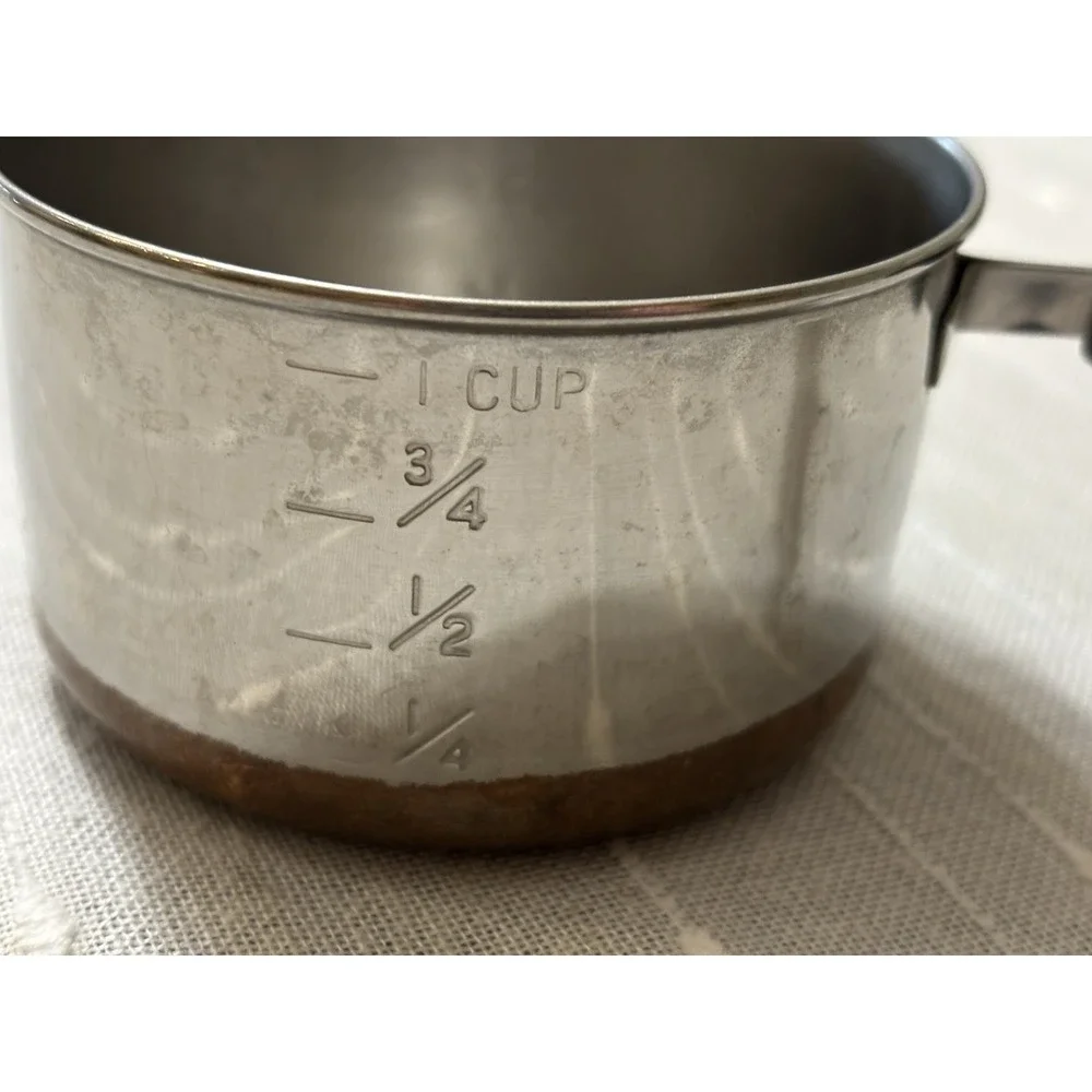 Vintage Revere Ware 1 Cup Sauce Pan Measuring Cup Copper Clad Bottom Patina USA